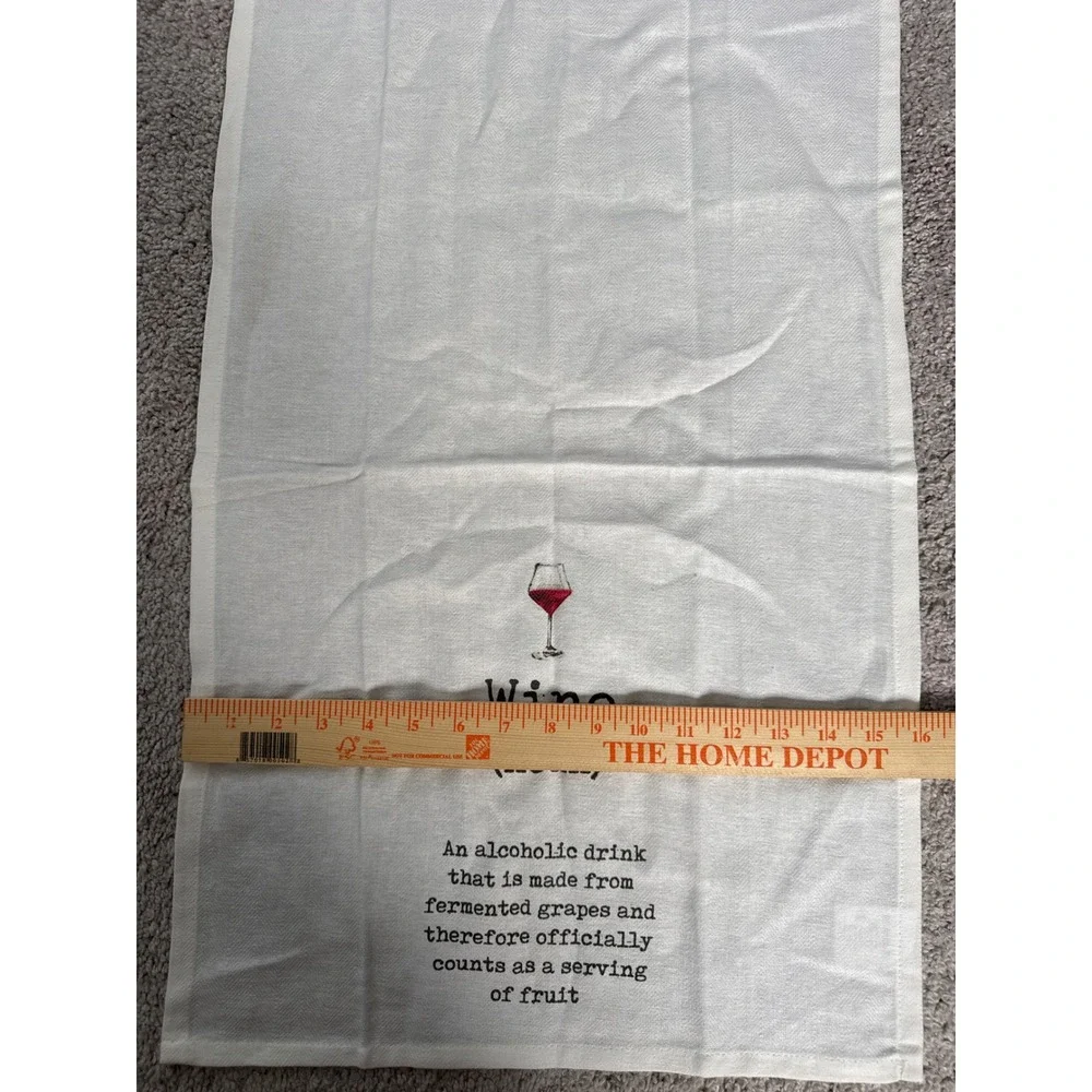 Mud Pie Wine Definition Tea Towel White Cotton Funny Kitchen Bar Hand Towel